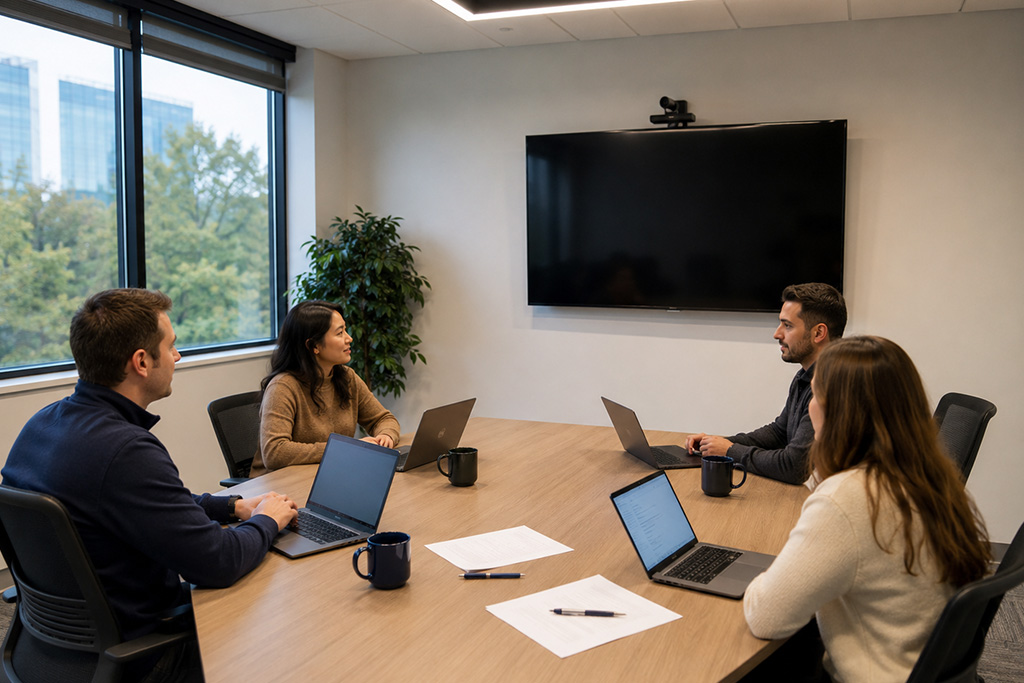 réunion d'équipe intégration d'ERP pour une PME